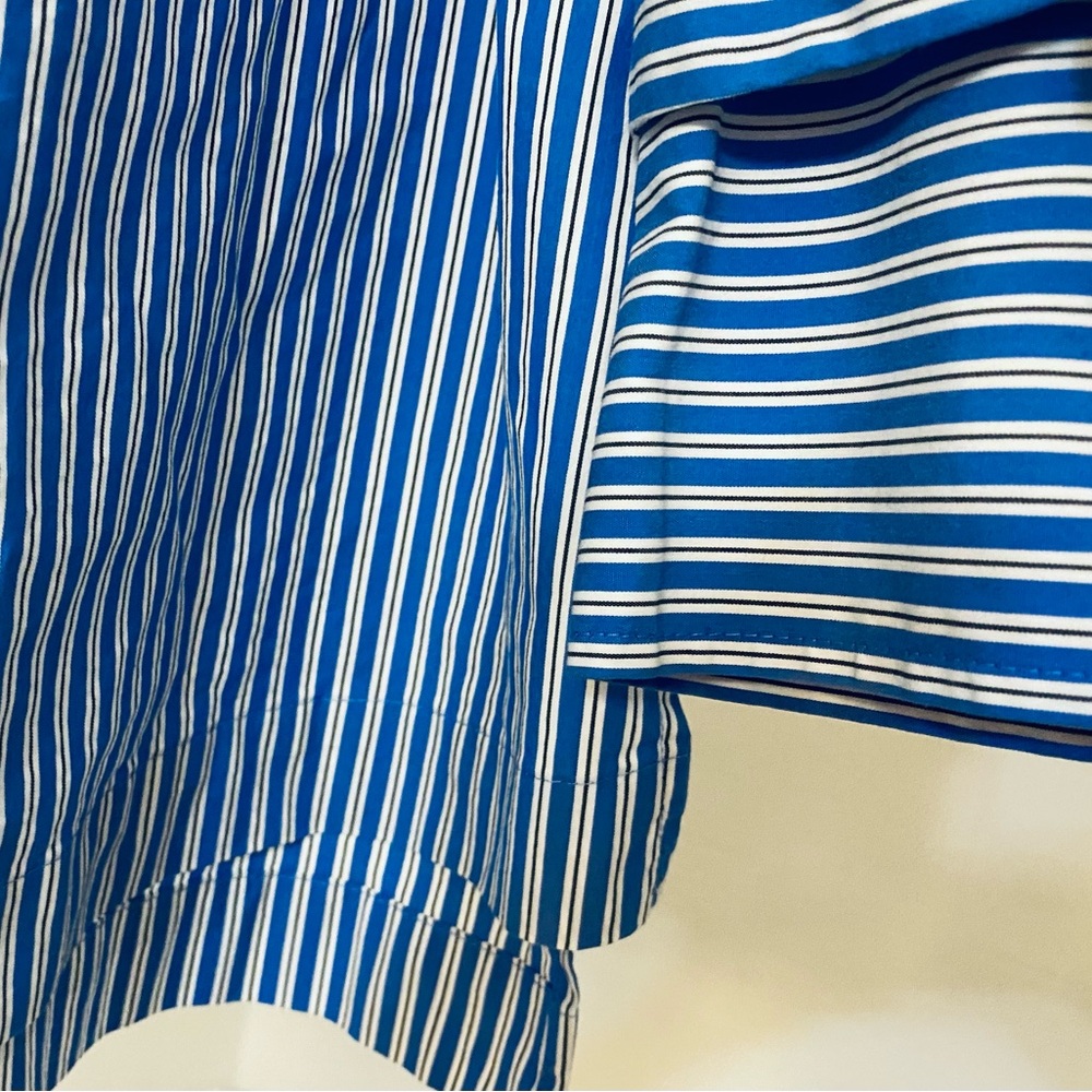 Talbots Blue Striped V-Neck Pullover Tunic. Size L Cotton,Collar & Bow cuffs New - Picture 12 of 16